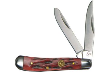 Image of Roper Knives Peanut Jigged Folding Knife,Standard Edge,Clip and Spey,Red,Bone Handle RP0006CRB