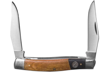 Image of Roper Knives Rattler Muskrat Folding Knife, Satin finish 1065 carbon steel twin clip blades, Black and tan micarta handle, RP0007CMT