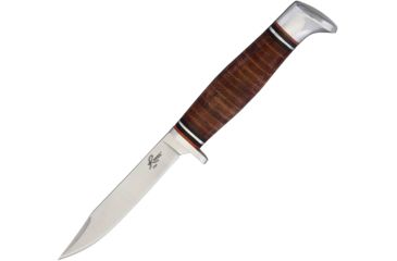 Image of Roper Knives Saddleback Jr Hunting Knife Fixed Blade Knife, 3in, Stainless Steel, Standard Edge, Clip Point, Satin, Brown, Leather Handle RP0028
