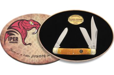 Image of Roper Knives Sand Viper Stockman Brown Folding Knife,Standard Edge,Clip,Spey and Sheepsfoot,Satin,Brown,Bone Handle RP0001CART