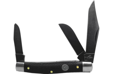 Image of Roper Knives Stockman Black D2 Folding Knife, Stonewash finish D2 tool steel clip, sheepsfoot, a, Black sawcut G10 handle, RP0001XGB