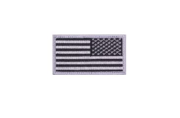 Image of Rothco American Flag Patch - Hook Back, Black/Silver, Bulk Packaging, 17784-BlackSilver-Reverse-BulkPackaging