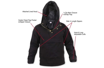 Image of Rothco Anorak Parka, Black, L, 3857-Black-L