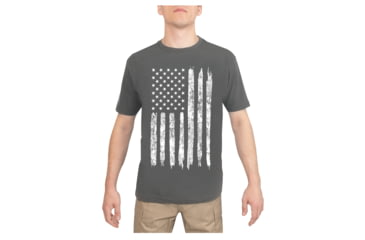 Image of Rothco Distressed US Flag Athletic Fit T-Shirt, Charcoal Grey, Small, 29011-CharcoalGrey-S