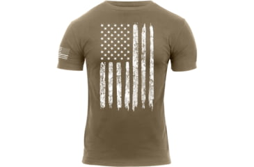 Image of Rothco Distressed US Flag Athletic Fit T-Shirt, Coyote Brown, XL, 2632-CoyoteBrown-XL