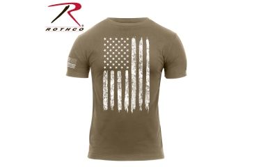Image of Rothco Distressed US Flag Athletic Fit T-Shirt, Coyote Brown, 4XL, 26334-CoyoteBrown-4XL