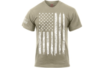 Image of Rothco Distressed US Flag Athletic Fit T-Shirt, Desert Sand, Medium, 10870-DesertSand-M