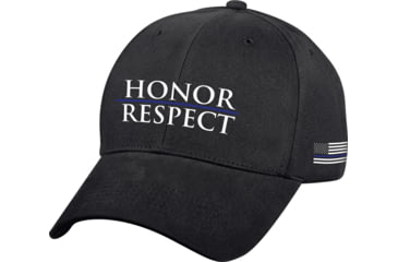 Image of Rothco Honor &amp; Respect Thin Blue Line Low Profile Cap - Mens, Black, 4463
