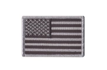 Image of Rothco Iron On / Sew On Embroidered US Flag Patch, Black/Silver, 1666-BlackSilver-Normal