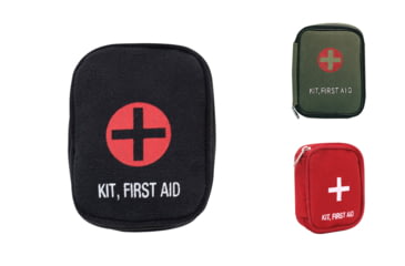 Image of Rothco Military Zipper First Aid Kit Pouch, Black, Olive Drab, Red