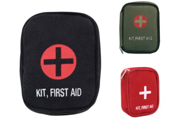 Image of Rothco Military Zipper First Aid Kit Pouch, Black, Olive Drab, Red