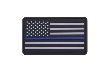 Image of Rothco PVC Thin Blue Line Flag Patch - Hook Back, Bulk Packaging, 27789-BulkPackaging