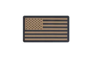 Image of Rothco PVC US Flag Patch With Hook Back, Black-Khaki, Bulk Packaging, 27782-BlackKhaki-BulkPackaging