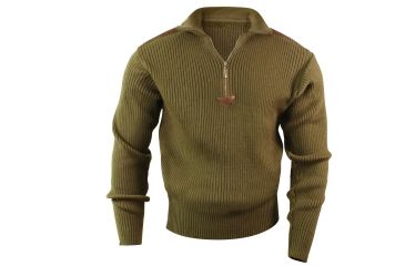 Image of Rothco Quarter Zip Acrylic Commando Sweater, Olive Drab, Small, 3370-OliveDrab-S