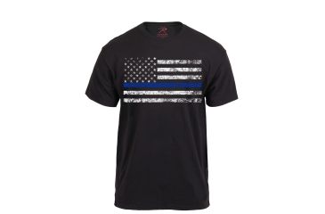 Image of Rothco Thin Blue Line T-Shirt, Black, 4XL, 61553-Black-4XL