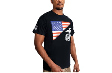 Image of Rothco US Flag / USMC Eagle, Globe, &amp; Anchor T Shirt, Black, Extra Large, 54285-Black-XL