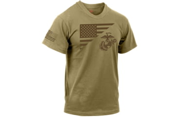 Image of Rothco US Flag / USMC Eagle, Globe, &amp; Anchor T Shirt, Coyote Brown, Medium, 54280-CoyoteBrown-M