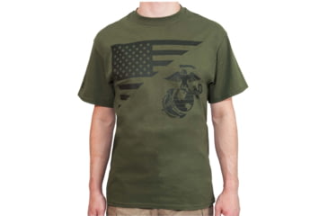 Image of Rothco US Flag / USMC Eagle / Globe &amp; Anchor T Shirt - Mens, Olive Drab, Extra Large, 54290-OliveDrab-XL