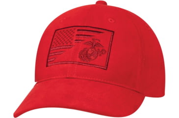 Image of Rothco USMC Eagle Globe and Anchor/US Flag Low Pro Cap, Red, 71850-Red-OneSize