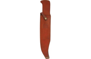 Image of Rough Rider Dont Tread on Me Bowie Knife, 21.25in Overall, 15.5in Satin SS Clip Point Blade, Crown Stag Handle, Brass Guard, Blade Etching, Brown Leather Sheath, RR1941