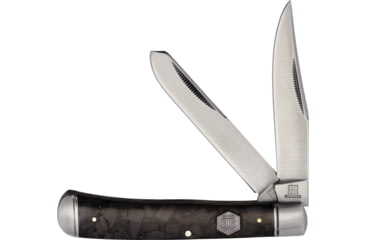 Image of Rough Rider Midnight Ice Trapper Folding Knife, 4.13in, Satin Finish Stainless Clip Spey Blades, Black Carbon Fiber Handle, KB201R / RR1995