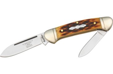 Image of Rough Rider Mini Canoe Fold Knife, SS spear and pen blade, Amber jigged bone handle RR058
