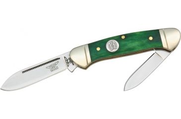 Image of Rough Rider Mini Canoe Fold Knife, SS spear and pen blade, Peacock smooth bone handle RR057