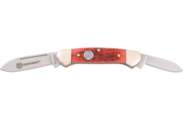 Image of Rough Rider Mini Canoe Fold Knife, SS spear and pen blade, Red jigged bone handle RR271