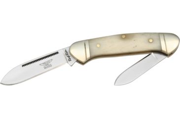 Image of Rough Rider Mini Canoe Fold Knife, SS spear and pen blade, White smooth bone handle RR055