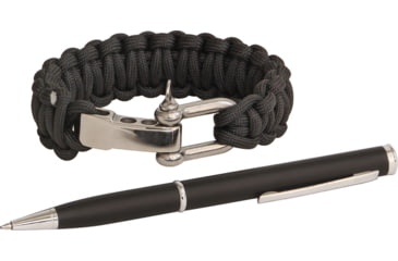 Image of Rough Rider Silver Pen/Bracelet Combo - Paracord Bracelet w/ Silver Metal Hardware, Black Ink Pen With Pocket Clip, Black, CZ01/CD304