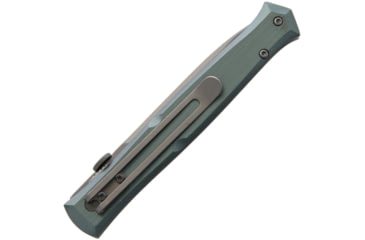 Image of Rough Rider Tiium Stiletto Linerlock Folding Knife, 3.75in Gray Titanium Coated SS Blade, Green Aluminum Handle, Thumb Stud, Pocket Clip, TD465-50ALB
