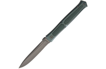 Image of Rough Rider Tiium Stiletto Linerlock Folding Knife, 3.75in Gray Titanium Coated SS Blade, Green Aluminum Handle, Thumb Stud, Pocket Clip, TD465-50ALB
