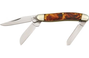 Image of Rough Rider Tiny Stockman Fold Knife, Clip, spey and sheepsfoot blade, Imitation tortoise shell handle RR812