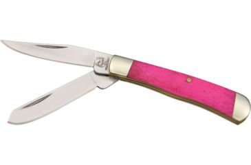 Image of Rough Rider Tiny Trapper Fold Knife, clip and spey blade, Pink smooth bone handle RR839