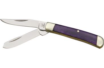 Image of Rough Rider Tiny Trapper Fold Knife, clip and spey blade, Purple smooth bone handle RR1265