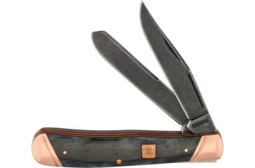 Image of Rough Rider Trapper Copper Bolster Folding Knife,Stainless Steel,Standard Edge,Clip and Spey,Black Stonewash,Black,Smooth Bone Handle RR1584