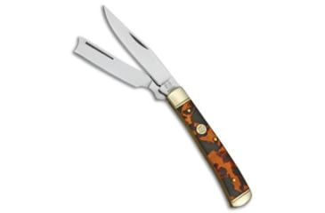 Image of Rough Ryder Rough Ryder Razor Trapper Knife 4.1" Tortoise Shell Celluloid RR515, Orange, 440A, adult, BHQ-61335