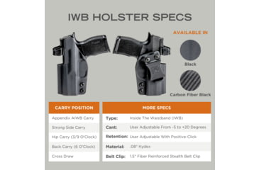 Image of Rounded IWB Kydex Holster for Glock 43X Olight Valkyrie PL Mini 3, Right Hand, Black, GLK-43OLVPLM3-BK-RH-VAR