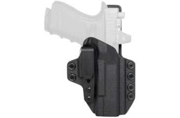 Image of Rounded Tuckable KYDEX Leather Hybrid Holster, CZ P10 Compact, Right Hand, Black, CZU-P10C-BK-RH-STLTHR