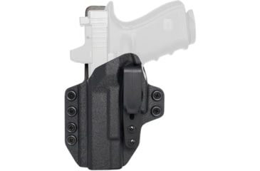 Image of Rounded Tuckable KYDEX Leather Hybrid Holster, CZ P10 Compact, Left Hand, Black, CZU-P10C-BK-LH-STLTHR