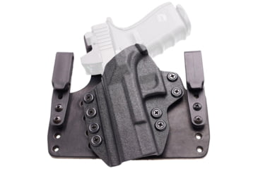 Image of Rounded Wide KYDEX Leather Hybrid Holster, CZ P10 Compact, Left Hand, Black, CZU-P10C-BK-LH-WDLTHR