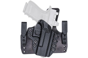 Image of Rounded Wide KYDEX Leather Hybrid Holster, CZ P10 Compact, Right Hand, Carbon Fiber, CZU-P10C-CF-RH-WDLTHR
