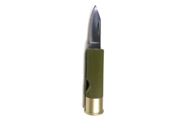 Image of RW Minis Shotgun Bullet 16 Gauge Folding Knife, Stainless Steel, Synthetic Handle, Green, 16GAOD