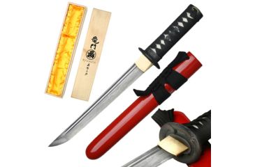 Image of Ryumon Fixed Blade, 17in, High Carbon Damascus Steel Blade, Cotton Wrapped With Real Ray Skin Handle RY-3046