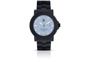 Image of Smith &amp; Bradley Watches Atlantis Automatic Dive Watch, Black Case/Light Blue Dial, 44mm, ATL201