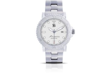 Image of Smith &amp; Bradley Watches Atlantis Automatic Dive Watch, Silver Case/White Dial, 44mm, ATL103