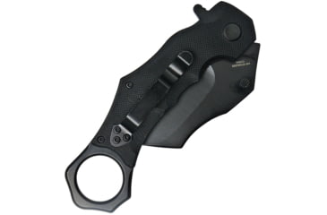 Image of S-TEC Karamabit Linerlock Folding Knife, 5.25in Closed, 2.75in Black SS Karambit Blade, Black G10 Handle, Finger Ring, Thumb Stud, Black Nylon Sheath, TS005