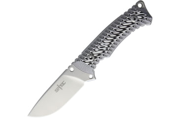 Image of S-TEC Satin Fixed Blade Knife, 9in Overall, 4in Satin SS Blade, Black/Gray Sculpted G10 Handle, Black Nylon Sheath, T228628
