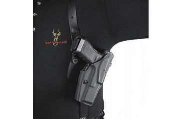 Image of Safariland 1051 ALS Shoulder Holster w/Dual Mag Pouch, H&amp;K USP 9mm, .40 Compact 3.58in., Plain Black, Right Hand, 1051-291-411