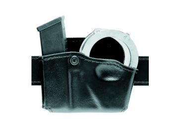 Image of Safariland 573 Concealment Magazine Holder, Paddle, Single w/Cuff Pouch - Carbon Fiber Look Black, Ambidextrous 573-76-651